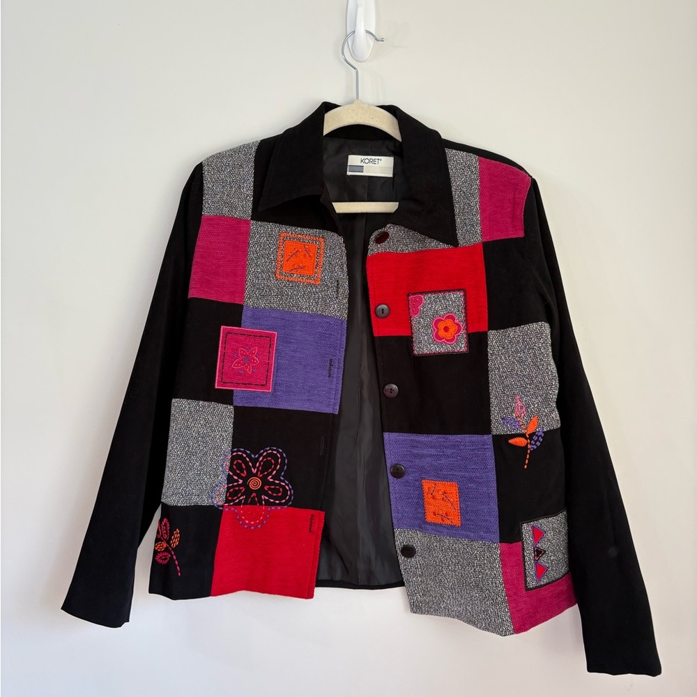 KORET Vintage Patchwork Embroidered Vibrant Lightweight Jacket Womens S 90s
